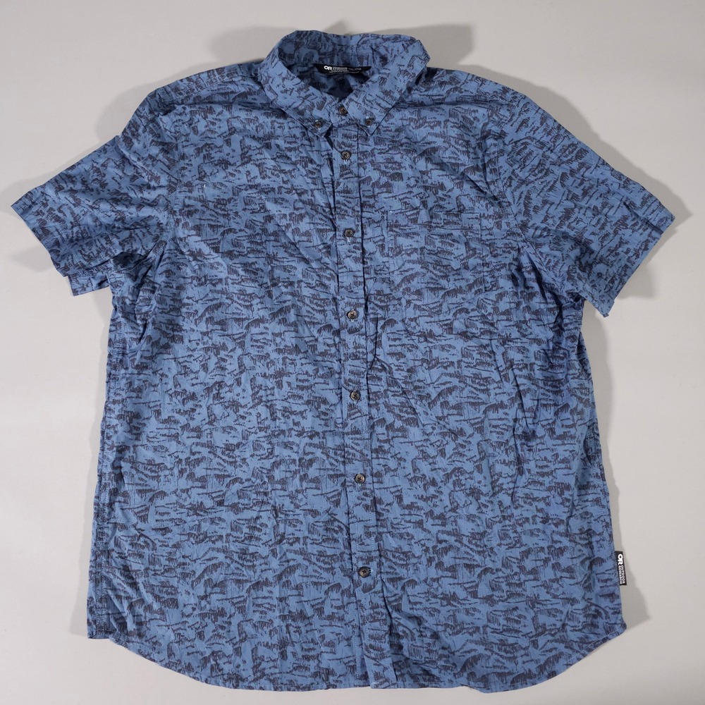 Outdoor Research Rooftop Shirt Mens XXL Blue Short Sleeve Button Down 300248